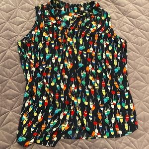 Talbots button-up collared tank with buoy print, size 1X
